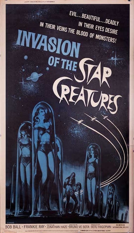 Drive-In Vintage Movie Posters Invasion of the Star Creatures Poster